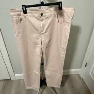 Soft Surroundings Blush Pink Silver Shimmer Ankle Trousers Pants EUC